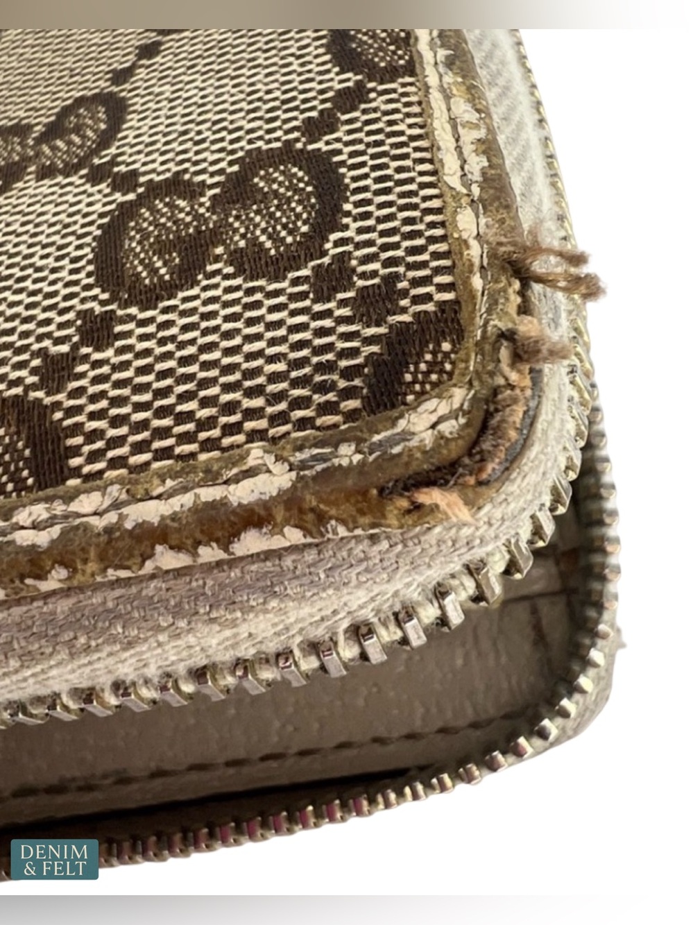 Gucci GG Monogram Zip Around Wallet Beige Ebony Canvas Logo Plate Organizer - Picture 9 of 16